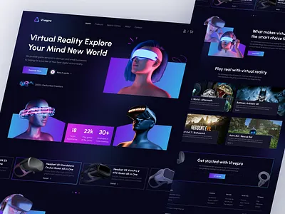 Landing Page - Vivepro artificial intelligence augmented reality branding case study dark theme futuristic game headset landing page metaverse modern playstation product design technology ui design ux design virtual reality vivepro web design website