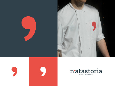 N'atastoria branding apostrophe apron brand branding chef color concept creative agency design design agency design studio food graphic design identity logo mark red restaurant symbol vector