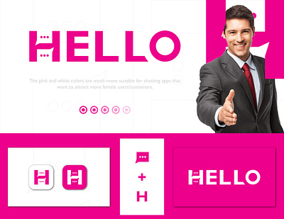 Hello Logo Concept app design branding chatting communicate conversation first impression h logo handshake hello hey logo design logos logotype social media talking