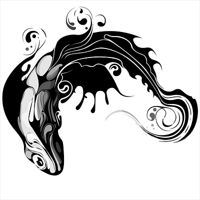 bwfish 01 abstract art black white bw digitalart fish illustration lineart vector