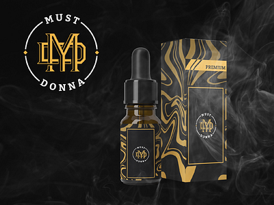 Must Donna Logo and Packaging brand drop dropler flow liquid logo logotype monogram must need logo package packagedesign packaging smoke smoker vape vapor yellow youth