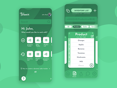 SheetX: A Spreadsheet App UI mobile app mobile ui sheets spreadsheet spreadsheets ui