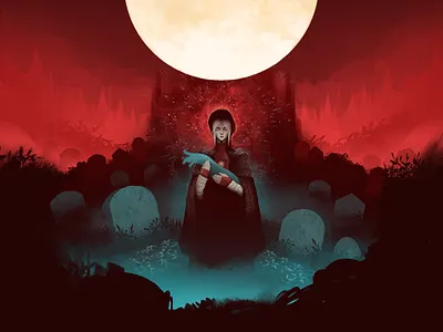 Old Blood blood bloodborne dark design doll graphic design graveyard illustration moon red