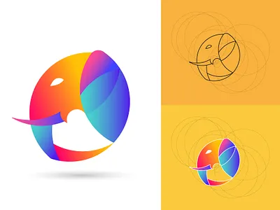ELEPHANT abstract logo animal logo brand branding branding design elephant logo golden ratio gradient logo icons logo process logos minimal modern design modern logo