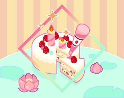 Strawberry Cake food illustration