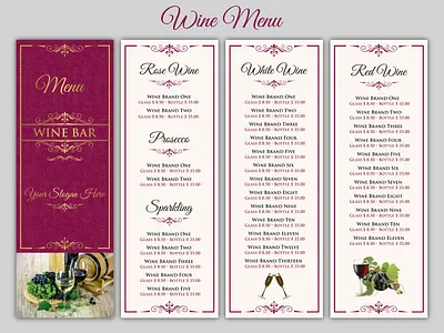 Wine Menu bar menu branding brochure brochure design design drinks menu flyer flyer design food and drinks food menu graphic design menu menu design minimal modern design print design restaurant menu typography wine bar menu wine menu