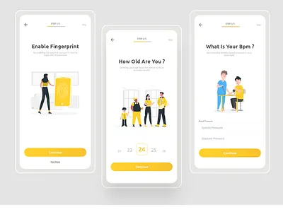 Hara-MED | Teli-medicine App UI (Part-2) age app design app designers bpm branding clean fingerprint flat illustration media medical minimal mobile app design pressure telemedicine ui uidesign uikit uiux yellow