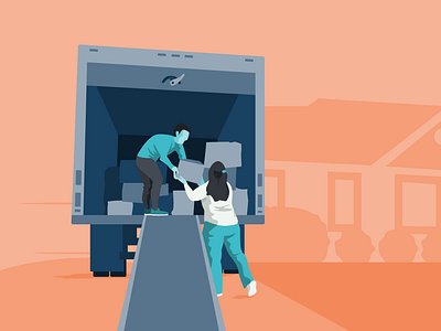 Moving Illustration adobe behance bold color design dribbble flat graphic design illustration illustrator local movers moving people procreate simple truck