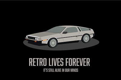 DeLorean backtothefuture black car delorean grey illustration poster poster art retro