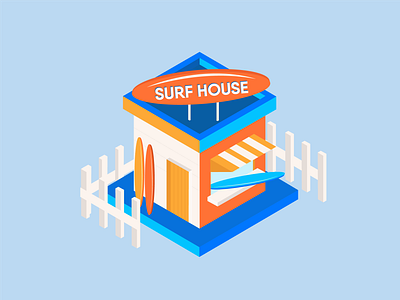 Surf House Isometric Illustration art design design art draw graphicdesign illustration illustration art illustrator isometric art isometric design isometric illustration isometry materialdesign surf vector vectorart