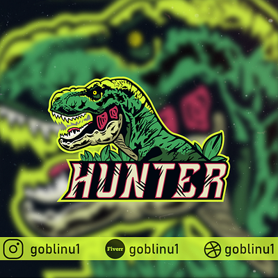 T-Rex Mascot Logo branding design dinosaur esportlogo esports gaming gaminglogo hunter illustration logo logo design logos logotype mascot mascotlogo stoneage trex