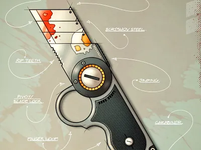 Darc Kraft - BoxKutter 🔪 art artwork blade blueprint boxcutter concept concept art concept design craft knife design digital art graphic graphic design illustration industrial design knife pocket knife sketch utilitarian zombie