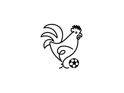 Rooster playing soccer animal ball branding design flat football icon design illustration inspiration logo minimal minimalist rooster simple vector