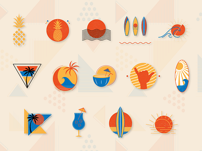 Retro Summer Premade Logo and Graphic Vectors branding design icon logo vector