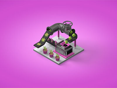 NorCal Cannabis - Processing 3d assembly c4d cannabis conveyorbelt factory illustration industrial isometric lowpoly manufacturing processing