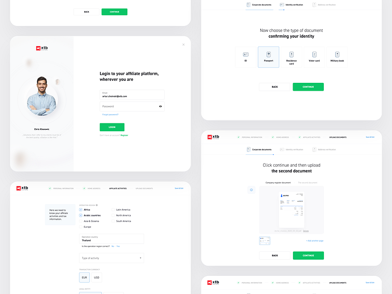 Partnership Office - desktop app dashboard design desktop form input login onboarding platform register steps ui upload ux web xtb
