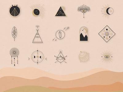 Spiritual Retreat Logo Set aesthetic branding design icon logo mystic premade logo spiritual