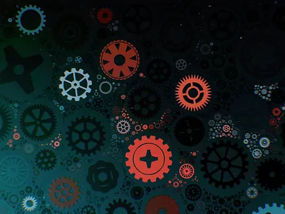 Gears artwork cogs design digital engineering geometric graphic illustration machinery mechanic mechanical minimal operation pattern running shape wallpaper wheels working workings