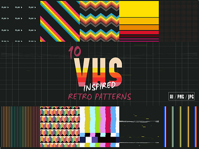 Retro Inspired VHS Patterns adobe ilustrator design pattern retro vector