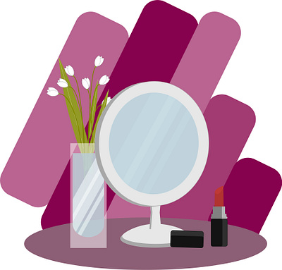 Lipstick design flowers illustration mirror simply vector woman