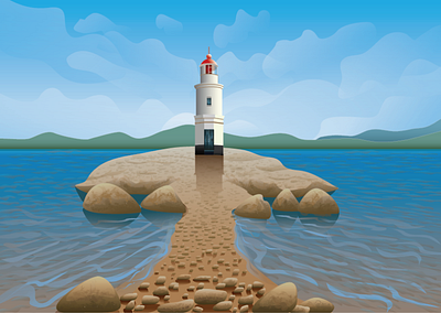 lighthouse illustration векторная иллюстрация летнее настроение лето маяк морской пейзаж пейзаж природа