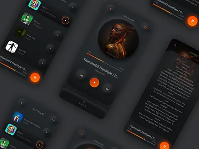 Music Player Dark Mode dark app design digital gradient iphonex minimal mobile moblieapp music music player neuomorphism night mode orange round shadow skeumorphic stream ui ux ui ux uiux