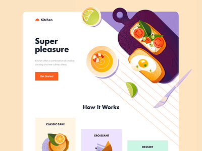 Landing page - Kitchen clean colors food illustration landing landing page ui website