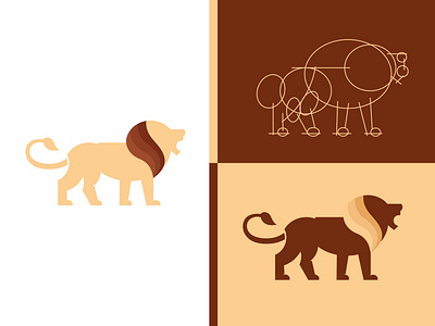 Ratio Lion animal art background black design head icon illustration isolated king lion logo modern nature royal sign simple symbol vector wild