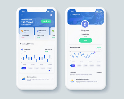 Bitcoin app app app design bitcoin blue clean ui cleanui concept crypto currency app dailyui financial app interfacedesign ios app minmalist trading ui ux