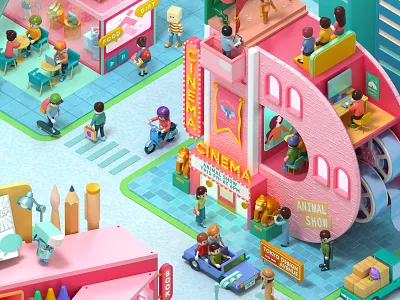 Tokyo Design Academy School Guide 3d c4d cinema4d city isometric octane town toy