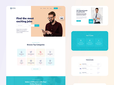 Job finder landing page concept animation animation after effects branding design character clean clean design concept creative flat job finder landing page minimal ui design web design xd