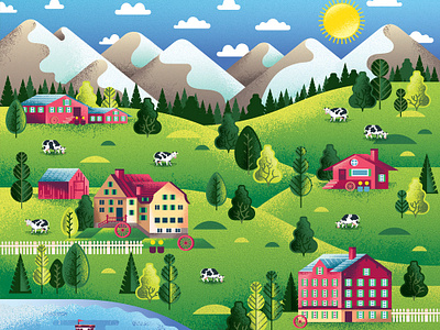 Two Dots Swiss Alps agriculture alps animal barn bovine cow farm illustration iphone map mountains nature outdoors swiss switzerland treasure two dots videogame