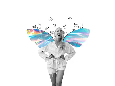 holographic Butterfly wing cutouts butterfly colorful entrepreneur feminine floral flowers garden hand drawn handmade holographic holographic foil magical photoshop woman