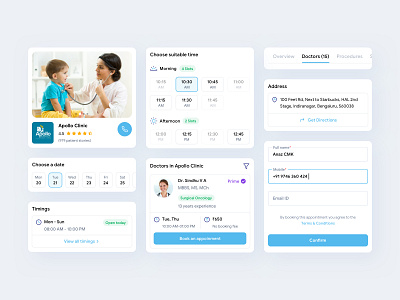 Practo Online Doctor Consultation UI Components book appointment clinic doctor doctor app hospital app ui components ui design ui ux