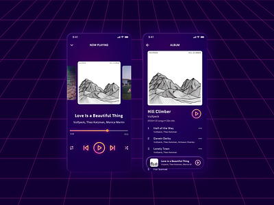 Daily UI 009: Music Player 009 1980s 80s challenge daily ui dailyui009 design figma glow mobile music musicplayer neon player ui vaporwave