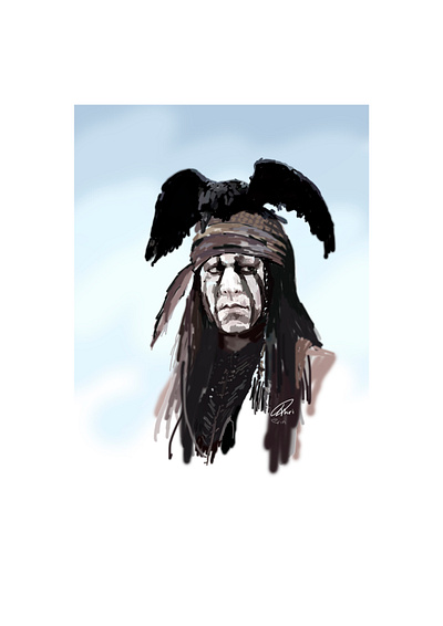 The lone ranger illustration portrait poster