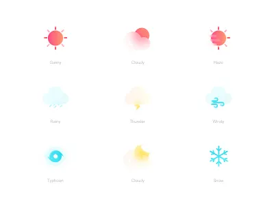 Weather icons cloud icons rain sketch snow sunny thunder typhoon weather windy