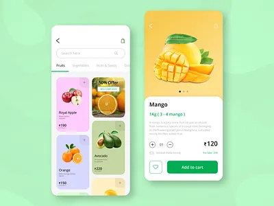 Online Fruits Shopping App app design fruits fruits and vegetables online illustration mobile mobile app mobile app design mobile design mobile ui online shopping ui ui ux uidesign ux uxdesign