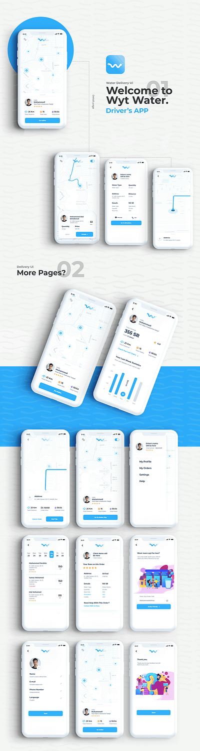 Wyt Water Delivary Driver's App agency app delivery design driver driver app illustration order orders ui ui ux ui design uidesign uiux