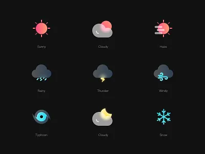 Weather icons - Dark cloudy dark icons rain sketch snow sunny thunder typhoon weather windy