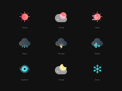 Weather icons - Dark cloudy dark icons rain sketch snow sunny thunder typhoon weather windy