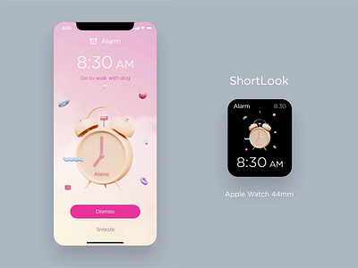 Alarm clock App Ui 3d motion adobexd after effect alarm alarm app alarmclock animation apple watch clear design motion ui wakeup