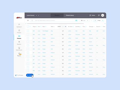 PartsHub Fitments List app brand dashboard dashboard ui design grid product design startup typography ui ux web webpage website