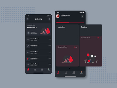 IELTS Preparation App app app design application branding dailyui dark design illustration ios night mode product product design prototype ui uiux ux