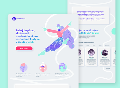 Kudykampus Landing page character characters cheerful confident dashboad education happy illustraion interface joy landingpage self assured smile student typography ui ui design web webdesign webside