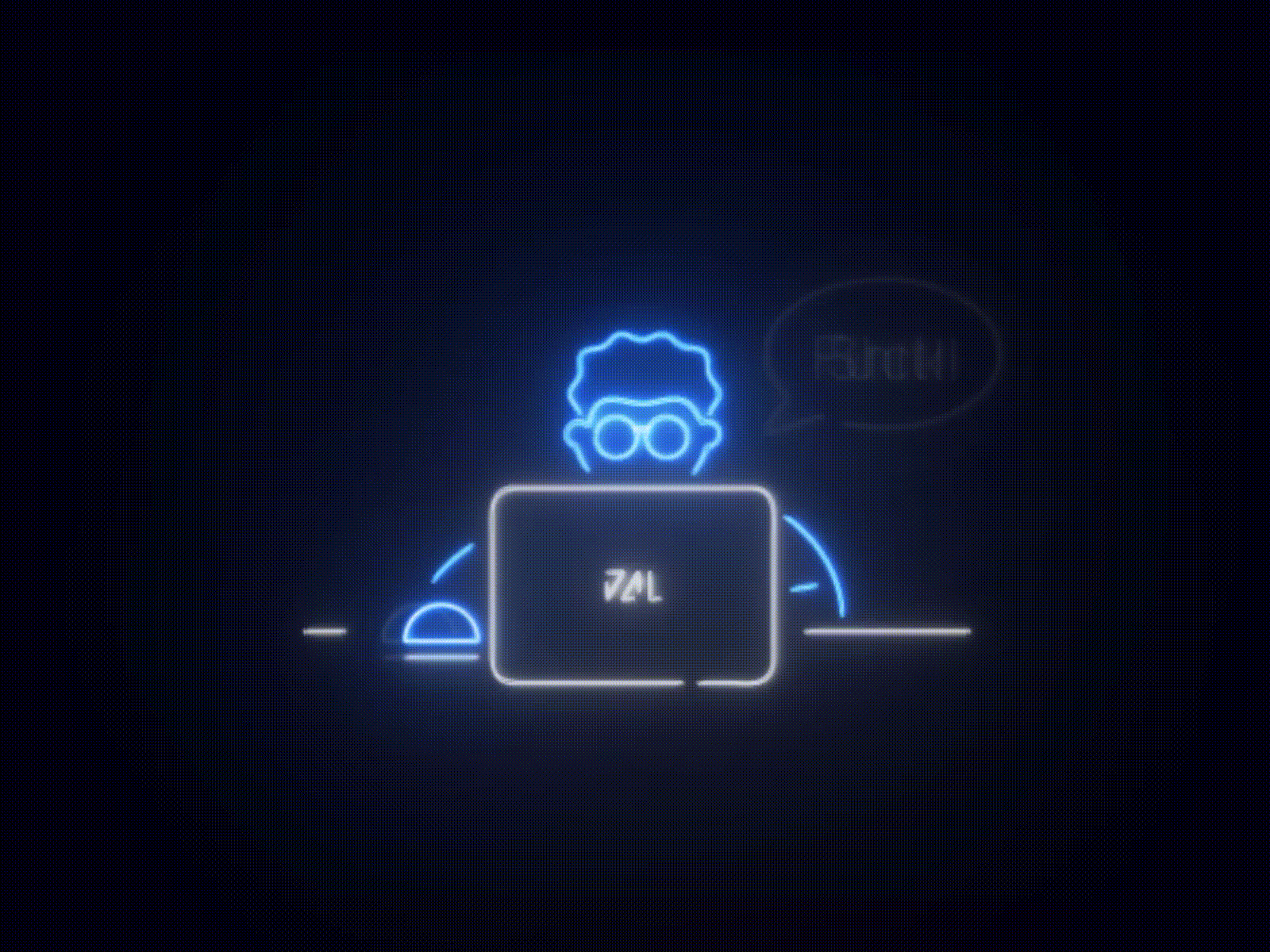 Working From Home animated gif gif humor humorous illustration loop neon neon light neon sign wfh working working from home