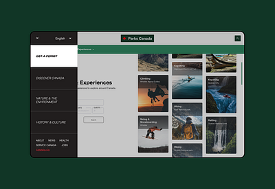 Parks Canada - Desktop Menu app design canada creative direction illustration ui design ux design