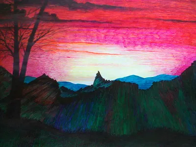 Sunset in the Rockies illustration