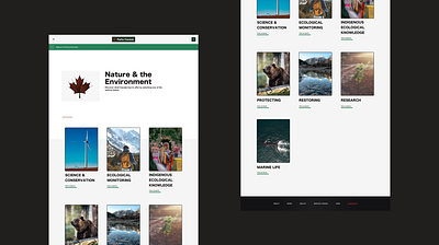 Parks Canada - Nature the Environment page app design canada creative direction design illustration nature parks ui design ux design web website