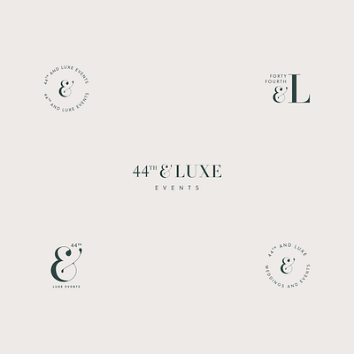 Logo and Alternate Marks for 44th & Luxe ampersand badge brand assets brand identity branding design emerald fashion green icon logo typogaphy